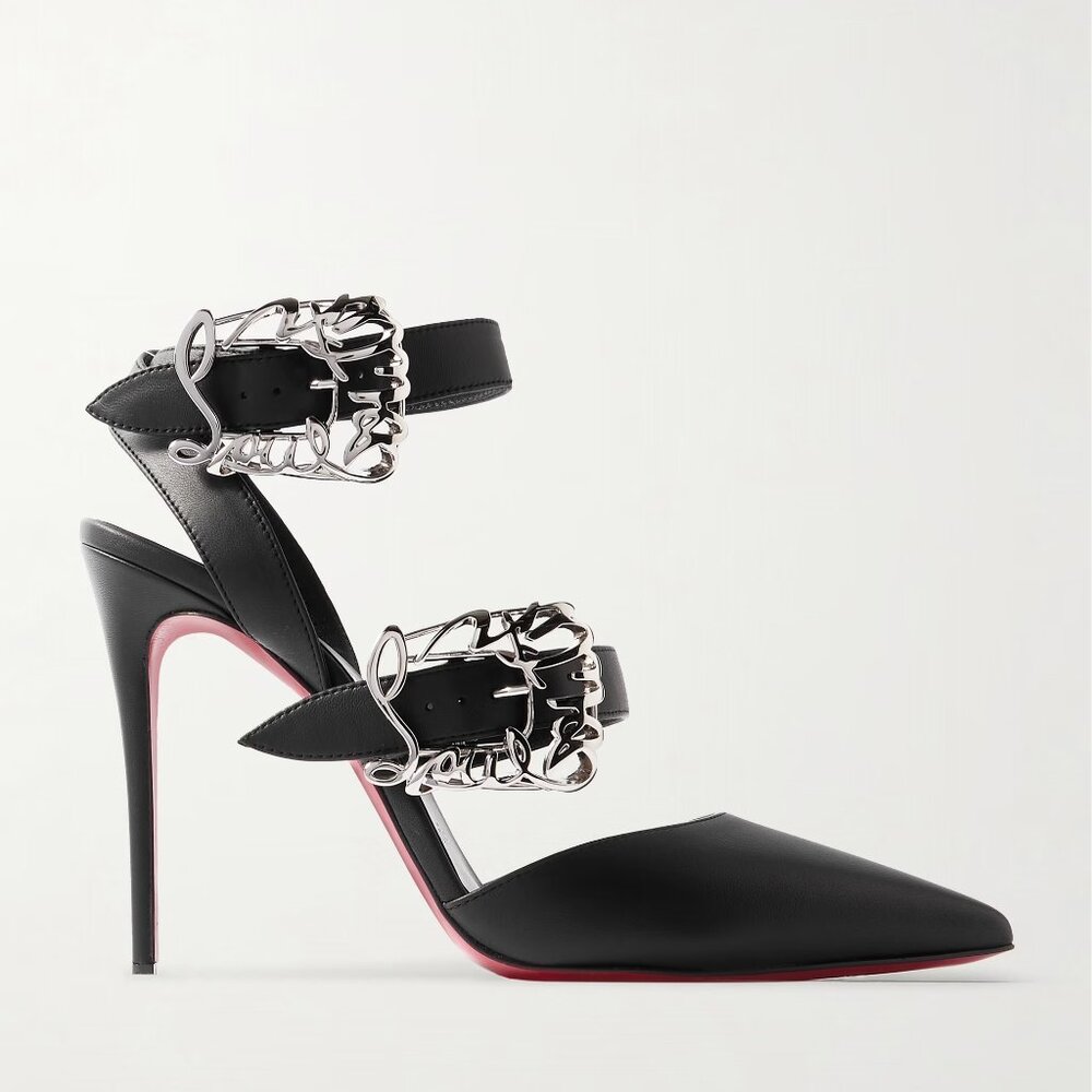 Christian Louboutin GIDDYLINA 100 Buckled Leather Sandals Heels Pumps